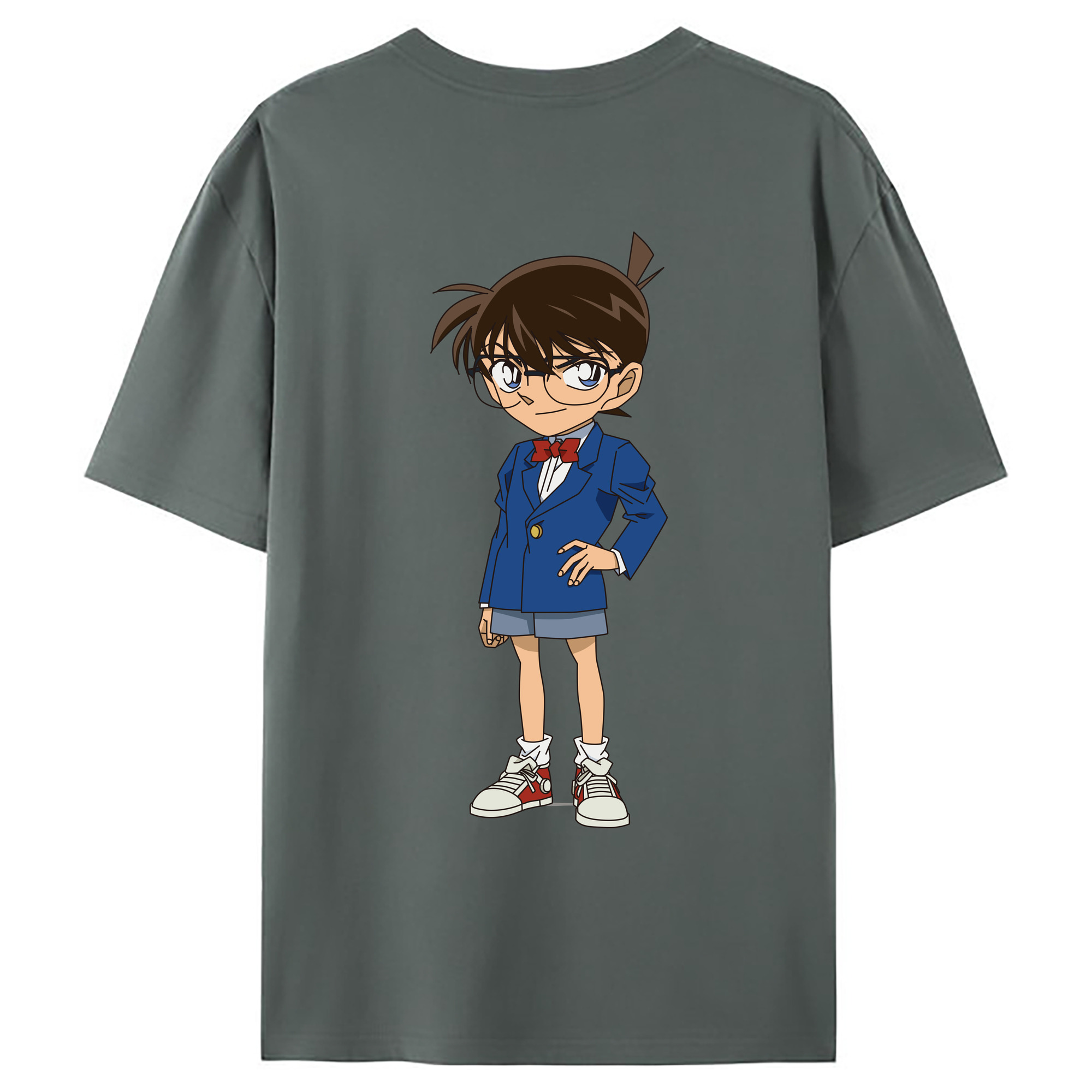 （画像用） 名探偵コナン 江戸川 コナン Detective Conan Conan Edogawa 綿100％ メンズ半袖Tシャツ（バックプリント） 通気性